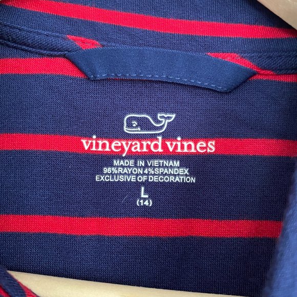 Vineyard Vines' Break Stripe Relaxed Shep Shirt Red Blue Size L 14 - Picture 4 of 8